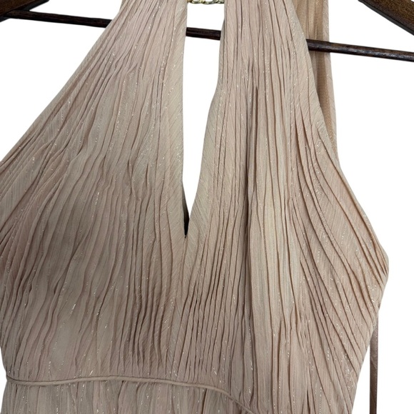 Mac Duggal Nude Beige Formal Floor Length Halter Chain Neck Dress 55822 Size 2 - Picture 6 of 14